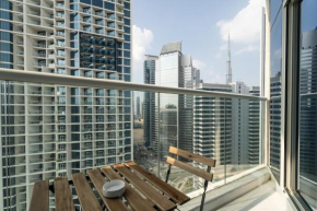 Aliving Stylish Studio at DAMAM Prive with Balcony and Partial Burj Khalifa View-1315